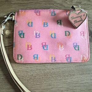 Dooney & Bourke Multicolor Logo Pink Wristlet